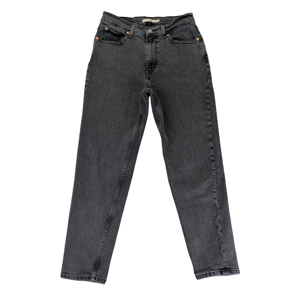 Levis Mom Jean High Rise Tapered Leg Washed Black Denim Pants 56778-0020 Size 26
